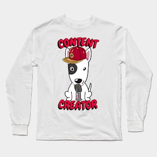 Cute bull terrier dog is a content creator Long Sleeve T-Shirt